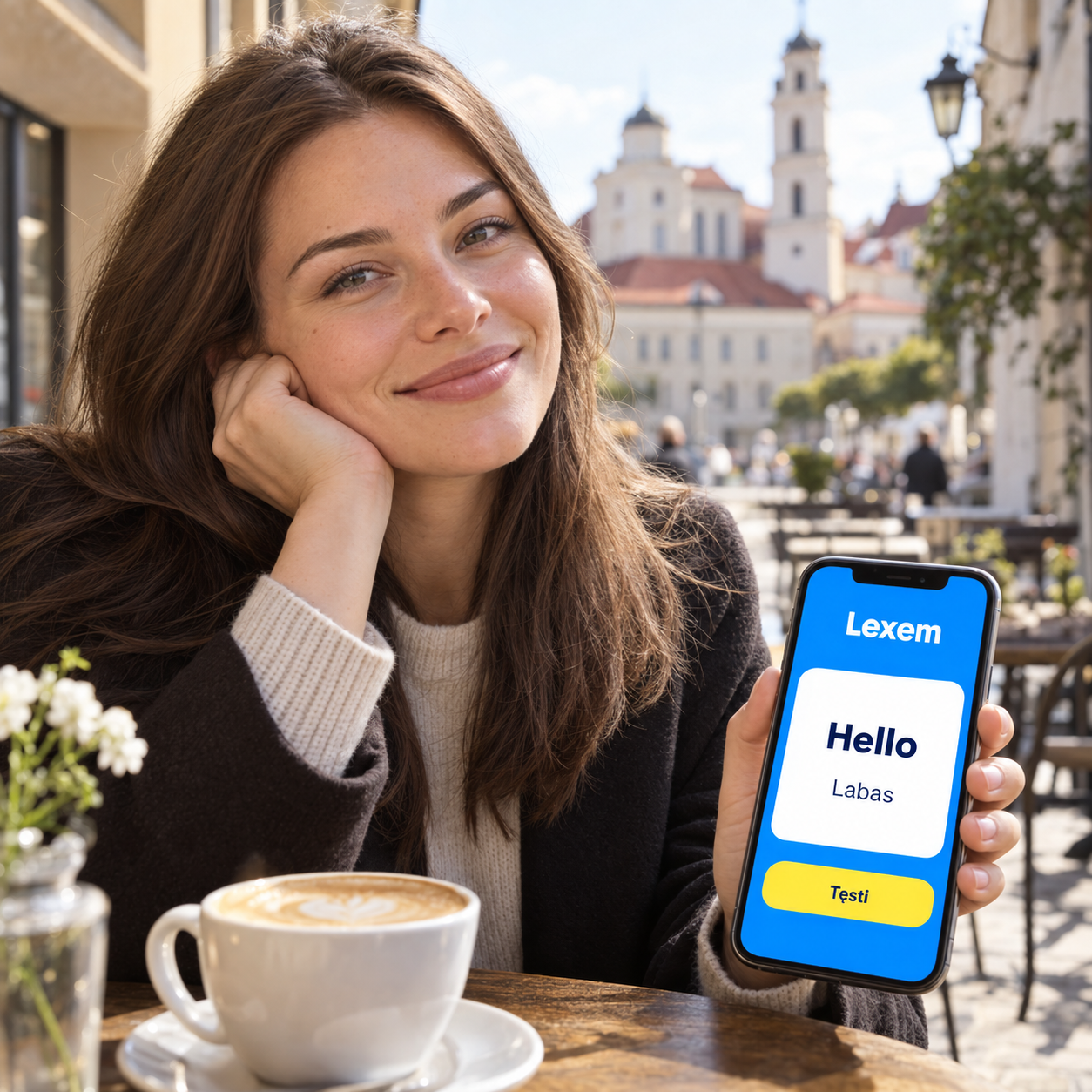 Mergina mokosi anglų kalbos savarankiškai — Lexem programėlė išmaniajame telefone