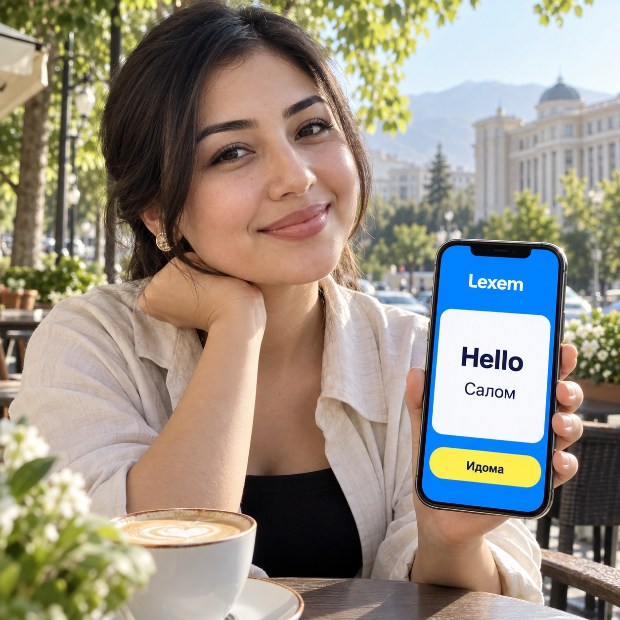 Духтар мустақилона забони англисиро меомӯзад — барномаи Lexem дар смартфон